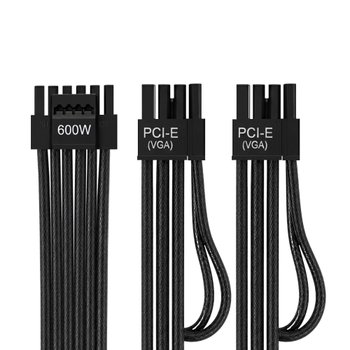 AONE 시그니처 12V-2x6 PCIE 8핀 2포트 변환 케이블 (0.68m) 블랙