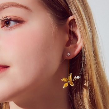 [레드벨벳 예리,웬디,프로미스나인 백지헌 착용]로즈제라늄 롱 바 귀걸이