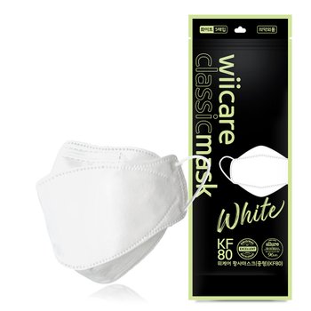 [위케어] KF80 화이트 중형 마스크 100매 성인용 성인 남성용 여성용