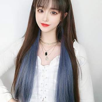 그라데이션 헤어피스 5p세트 애쉬블루 부분가발 투톤