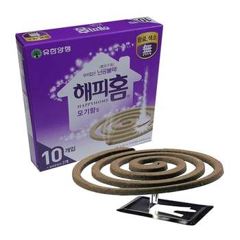해피홈 무 색소 무향료 황색 모기향 10매 받침2개