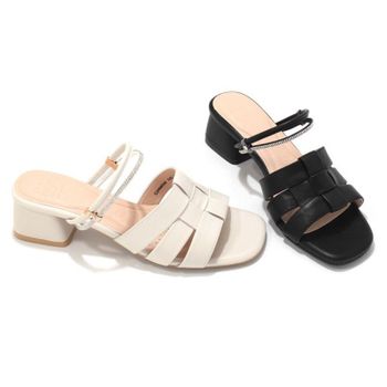 세라 여성 소가죽 스퀘어 위빙 스트랩 투웨이 샌들 TCM24006 컬러3종 4CM..
