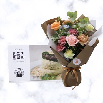 사랑 카네이션+인절미팥쑥떡 어버이날 스승의날 감사 존경 은혜 축하 생신 기념일 선물 꽃배달