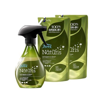 [해외] 페브리즈 내추리스 섬유탈취제 레몬글라스 진저 스프레이 370ml 1개 리필 320ml 2개 세트