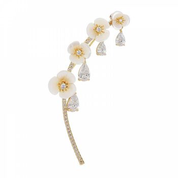 ToB 샤링 심플 은초롱 자개 브로치 특AAA 꽃 지르코니아