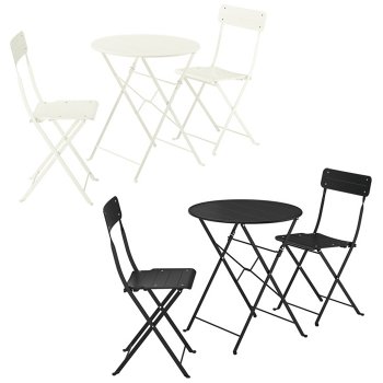 이케아 SUNDSO 순쇠 원형 야외테이블 65cm+의자 2개 세트 야외테이블세트 식탁세트 카페테이블