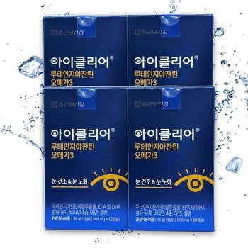 [종근당] 종근당 아이클리어 루테인 지아잔틴 오메가3 600mg  60캡슐 X 4   TB