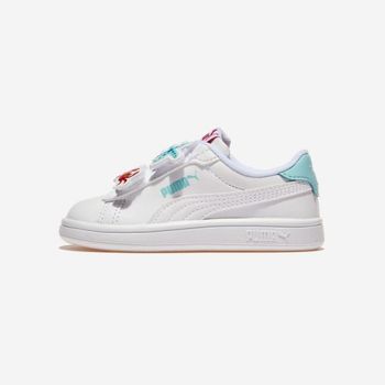 푸마 스매쉬 3.0 뱃지 벨크로 인펀트 - PUMA White-Safe Lake-Red Fire