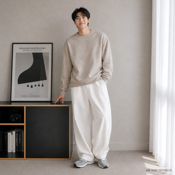남자 스판 라운드 오버 밑단 조절 맨투맨 DJ-TSW-SGAA3000M