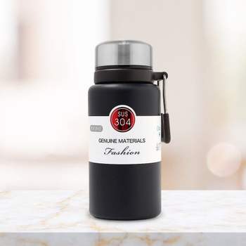 스텐물통 보냉물병 핸들 보온병 600ml 블랙