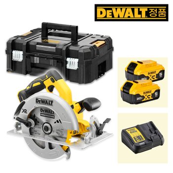 디월트 DCS570P2 20V 5.0Ah 배터리/2팩 충전원형톱 184mm(7인치) 충전스킬 BL모터