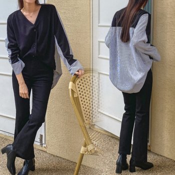 나야홍 / 위쉬몰 BS 셔츠배색다비브이가디건(O661H509) 빅사이