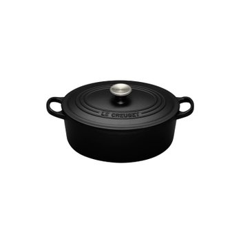 [해외] 르크루제(Le Creuset) 주물 에나멜 냄비 코코트 오벌 25cm 매트 블랙 가스 IH 오븐 호환【정품】