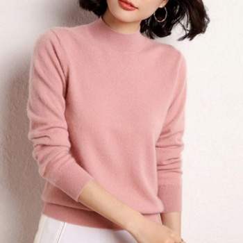 여성용 겨울철 파인울 하이엔드 프리미엄 솔리드롱티 목폴라 하프