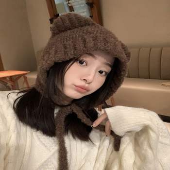 여성 OIZ665D3 겨울 고양이 보넷비니 니트비니 여자 귀달이비니