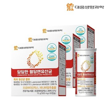 대웅생명과학 당당한 혈당앤 유산균 3박스 3개월분 (박스당 500mg x 30정 x 1박스)