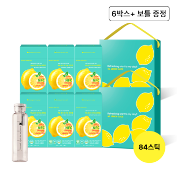 유기농 MZ 레몬즙 선물세트 레몬수 100% NFC 착즙 6박스 총 84포 보틀 증정