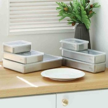 냉장고 국산 코멕스 정리 용기 수납 직사각 3L 반찬통 스텐밀폐용기 스테인레스 올스텐