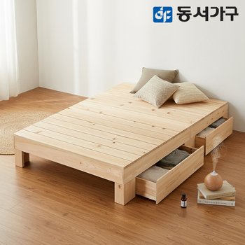 힐링 편백나무 평상형 서랍 슈퍼싱글 SS 침대 (매트미포함) DF642801
