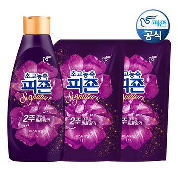 초고농축 섬유유연제 미스틱레인 1L 용기 x 1개+1.3L 리필 x 2개
