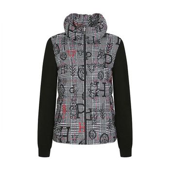 여성 체크 니트 소매 경량 패딩 점퍼 DJ4LWJ031_P328912654