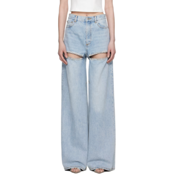 25 FW AREA 블루 와이드 핏 크리스탈 데님 진 251372F069002