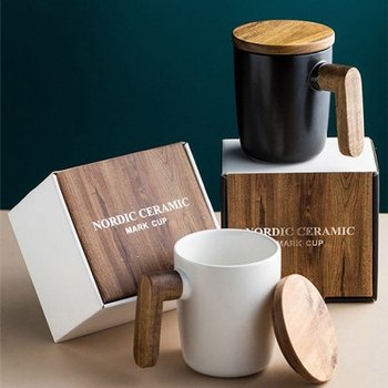 BD 피타 홈카페 노딕우드 머그컵 2종 세트 (머그2+선물박스+쇼핑백)
