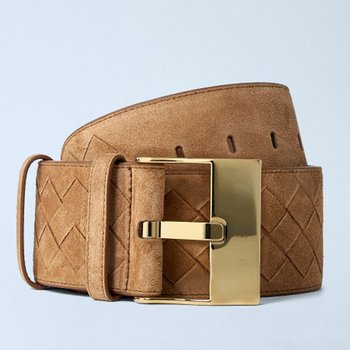 25 FW 보테가 베네타 3cm 와치 모티프 버클 라지 스웨이드 벨트 카멜 844584 V1QE1 2599