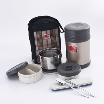 아폴로 국내산 보온도시락 점심 도시락통 발열 수능 1600ml