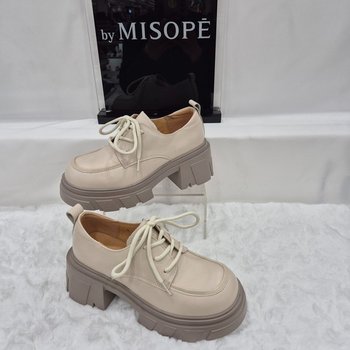 By 여성 베이직 청키솔 더비슈즈 112HH439YS011 IVORY 1_JJ