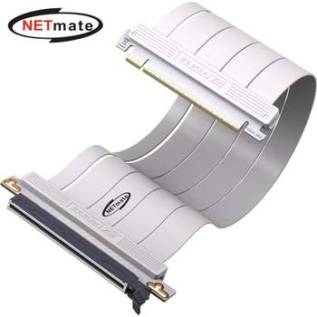 Netmate 823ZSN38 PCIe 5.0 180도 일자형 그래픽카드 라이저 케이블(화이트) 30cm
