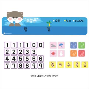 오늘의 날씨 가로형 수달 환경판 칠판 환경꾸미기 유아가구 교구