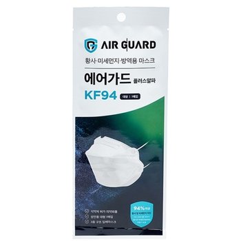 고품질 에어가드 플러스알파 KF94 마스크 대형 1매입 에어가드 KF94...
