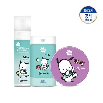 포차코 순한 무기자차 선쿠션12g+데일리&물놀이 2in1 선스틱22g+야외놀이 쿨링 선스프레이 95ml
