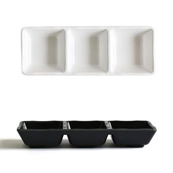 멜라민 788KTX24 3칸 종지 반찬그릇 나눔접시 20cm 9호 블랙