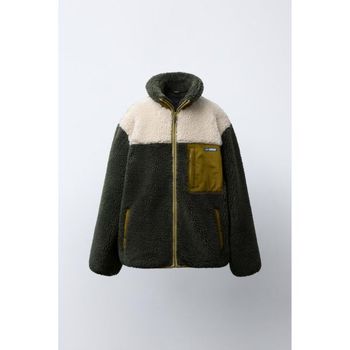 ZARA 자라 키즈 컬러 블록 FAUX 시어링 자켓 재킷 카키 0248756505 1050636