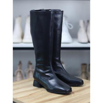 바이로쏘 세이브존06 소가죽 심플 베이직 로우힐 3.5cm 롱부츠 (BY)24F12267DB3 (S27298076)