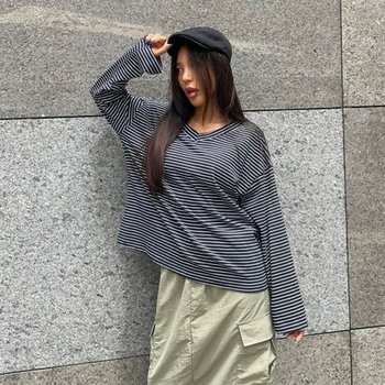 [VY] 여자 양브이넥 세미박시 티셔츠_WT31466_17994478_588847