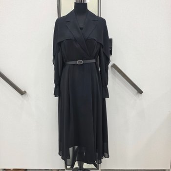 쉬폰 트렌치 스타일 벨티드 원피스BMOAC2502 BK_SH