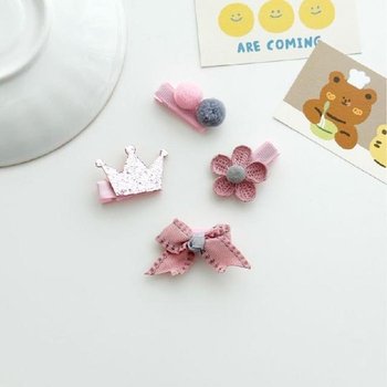 [JHL41940_52GX]유아머리핀 러블리 머리핀 헤어핀 4종세트 (30934673A)