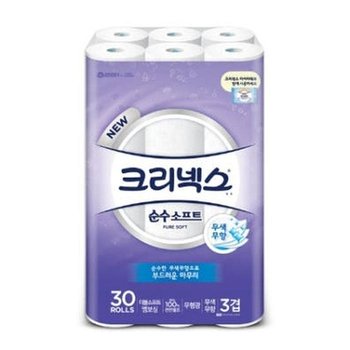 유한킴벌리 크리넥스 뉴 순수 소프트 화장지 3겹 27m 30롤 x3SET (AD)