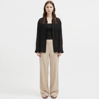 [샵앤] 여성 여름 끈나시 스모킹 탑 반시스루 블라우스 세트 SHA-WSET-21161-블랙