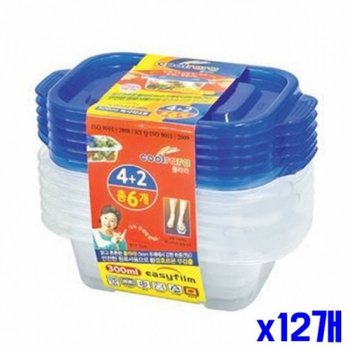 간편 EINI4474 직사각 밀폐용기 2호 300ml 6P x12개