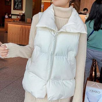 오버핏 QAUE7600 조끼 여성 편한 패딩 하이넥