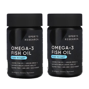 [해외] 스포츠 리서치 오메가3 피쉬오일 트리플 스트렝스 1250mg 30소프트젤 X 2통