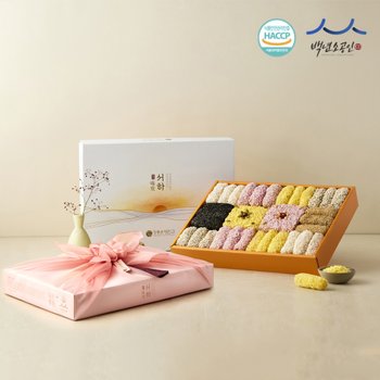 강릉은정한과 서하 2단 유과 선물세트 보자기포장 (답례품 설날 추석선물 상견례선물 수제 전통과자)