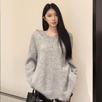 여성 가을 겨울 데일리 노프 니트 티셔츠