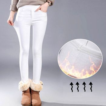 여자 KF95VW54 겨울 기바지 융털 안감 밴딩 스키니 슬림핏