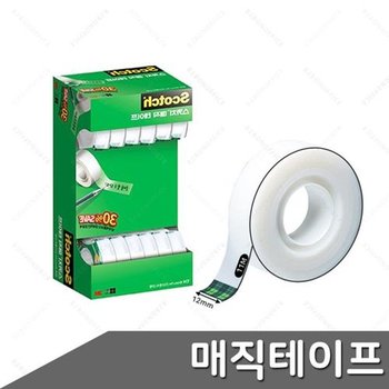 [VCMPX6DM]두꺼운테이프 알뜰팩 백색테이프 매직 12mm 12개