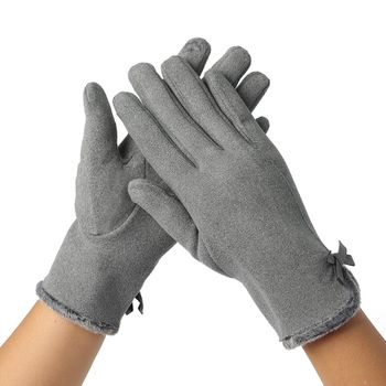 체리쉬 356FJZ17 리본 터치 장갑 그레이 스마트 여자 보온장갑